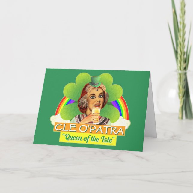Carte Funny Saint Patrick's Day Cleopatra Pun irlandais (Devant)