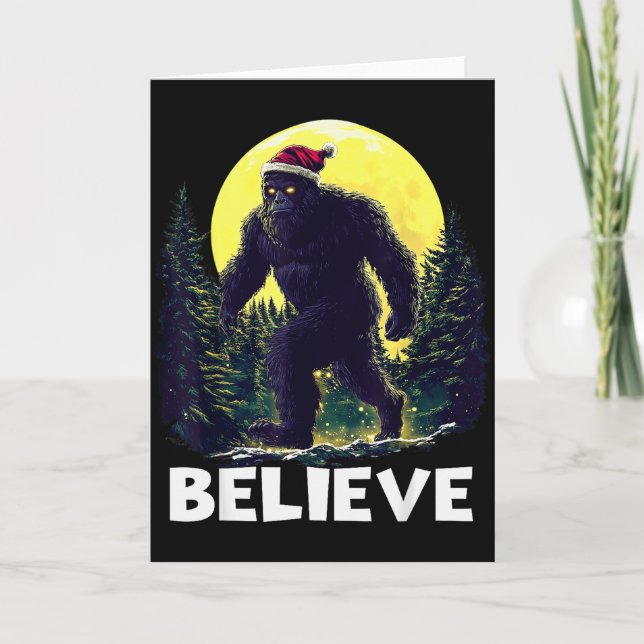 Carte Funny Santa Bigfoot Christmas Sasquatch Believe Xm (Devant)