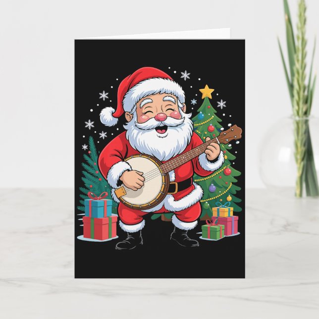Carte Funny Santa Christmas Design Banjo Holiday Xmas Pa (Devant)