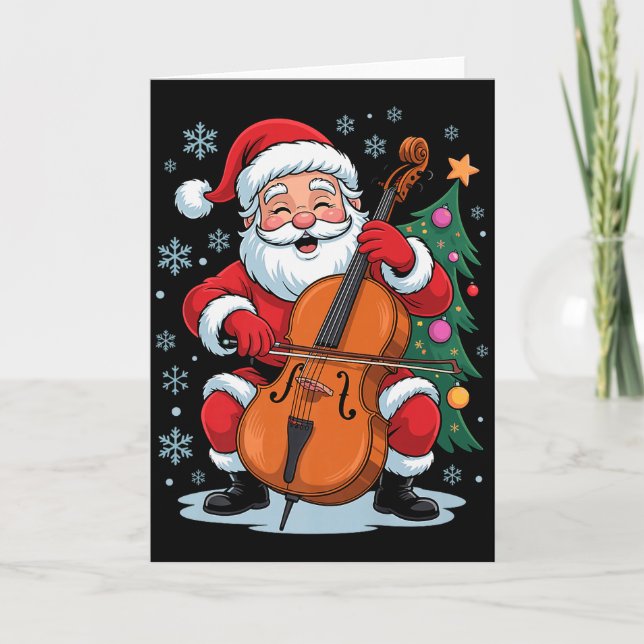 Carte Funny Santa Christmas Design Cello Holiday Xmas Pa (Devant)