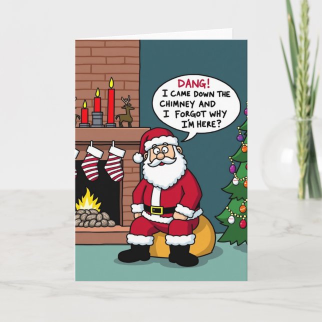 Carte Funny Santa Claus Forgot Why He is Here Christmas  (Devant)