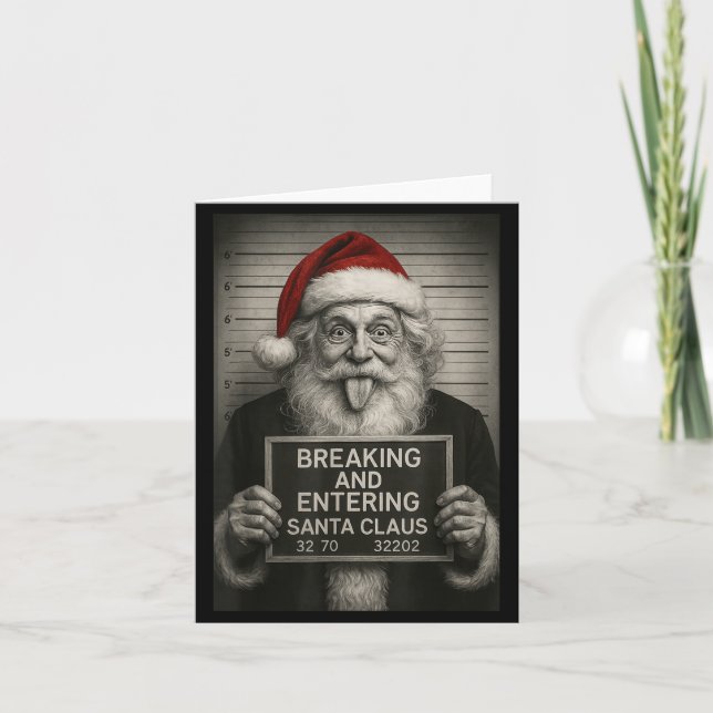 Carte Funny Santa Claus Mugshot Christmas – Santa Xmas  (Devant)