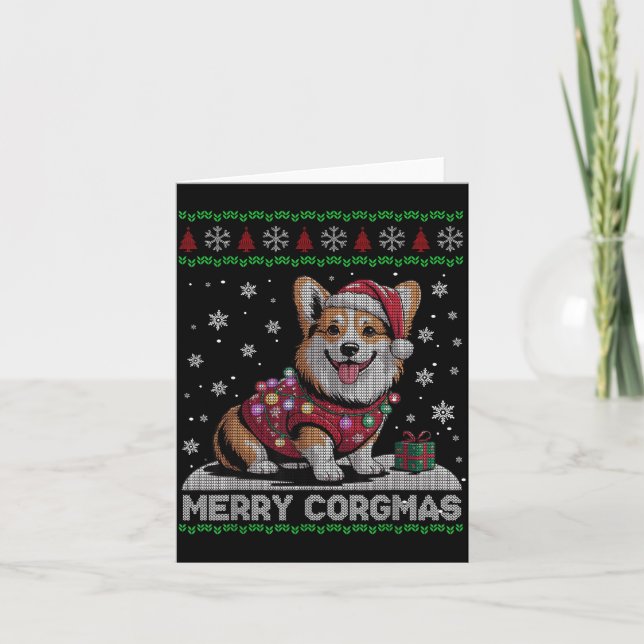 Carte Funny Santa Corgi Dog Merry Corgmas Ugly Sweater C (Devant)