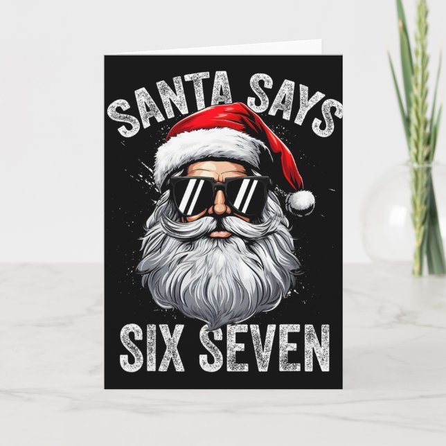 Carte Funny Santa Dit Six Seven Chemises de Noël Hommes  (Devant)