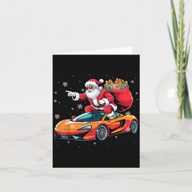Carte Funny Santa Driving Srt Car Xmas Pajama Christmas  (Devant)