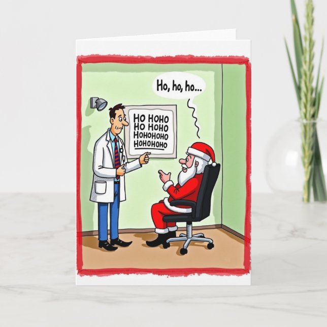 Carte Funny Santa Eye Exam Doctor Christmas Card Joke (Devant)