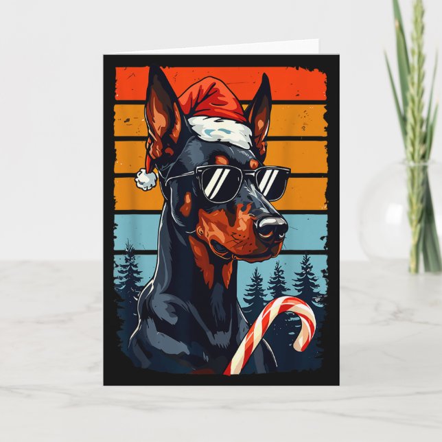 Carte Funny Santa Hat Christmas Dobie Doberman Nscher  (Devant)