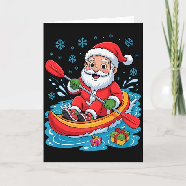 Carte Funny Santa Kayaking Lover Holiday Christmas Xmas  (Devant)