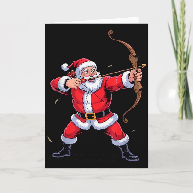 Carte Funny Santa Playing Archery Holiday Christmas Xmas (Devant)
