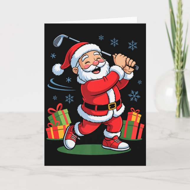 Carte Funny Santa Playing Golf Holiday Christmas Xmas Pa (Devant)