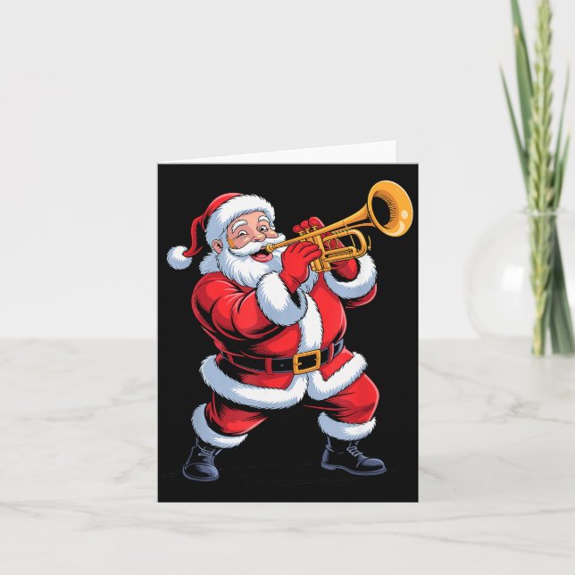 Carte Funny Santa Playing Trumpet Holiday Chrismas Xmas  (Devant)