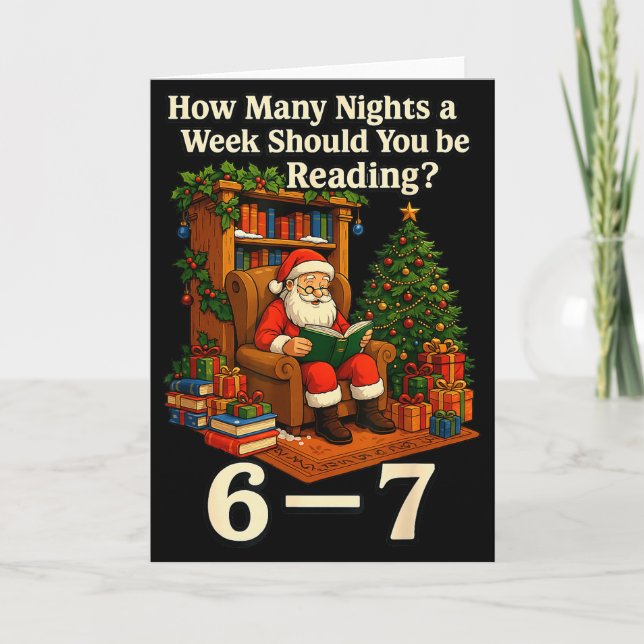 Carte Funny Santa Reading 67 Meme Tee Christmas Teacher  (Devant)