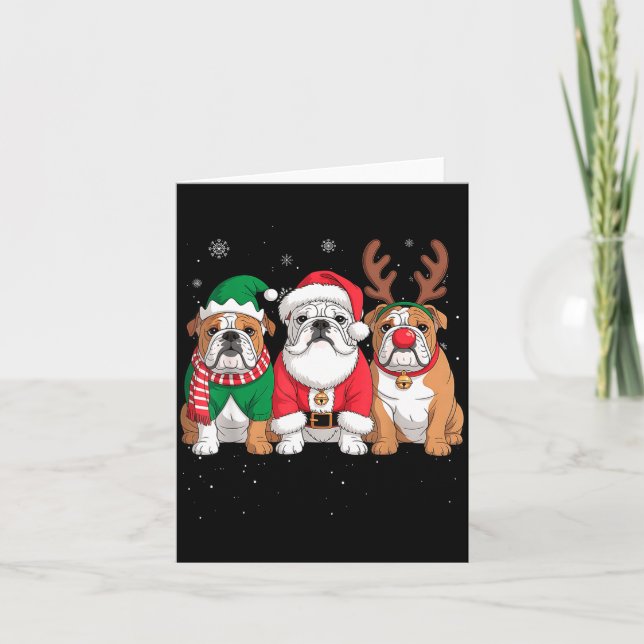 Carte Funny Santa Reindeer English Bulldog Dog Women Men (Devant)