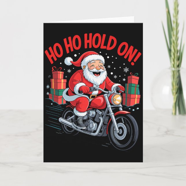 Carte Funny Santa Riding Motorcycle Holiday Christmas Xm (Devant)
