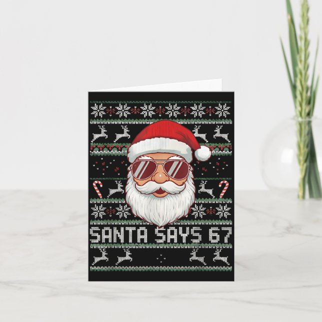 Carte Funny Santa Says 67 Ugly Christmas Sweater  (Devant)