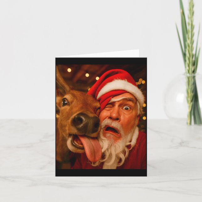 Carte Funny Santa Selfie Reindeer Men Women Kids Christm (Devant)