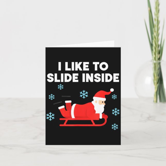 Carte Funny Santa Sled Christmas Humor I Like To Slide I (Devant)
