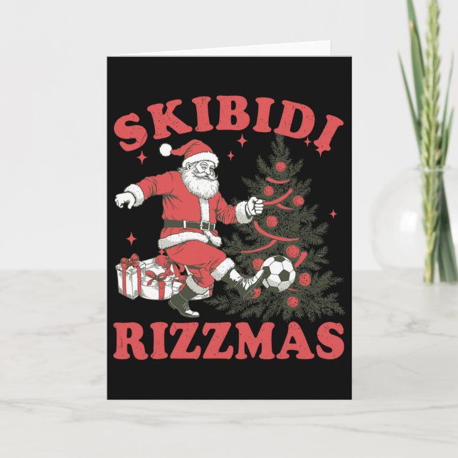 Carte Funny Santa Soccer Skibidi Rizzmas Christmas Tree  (Devant)
