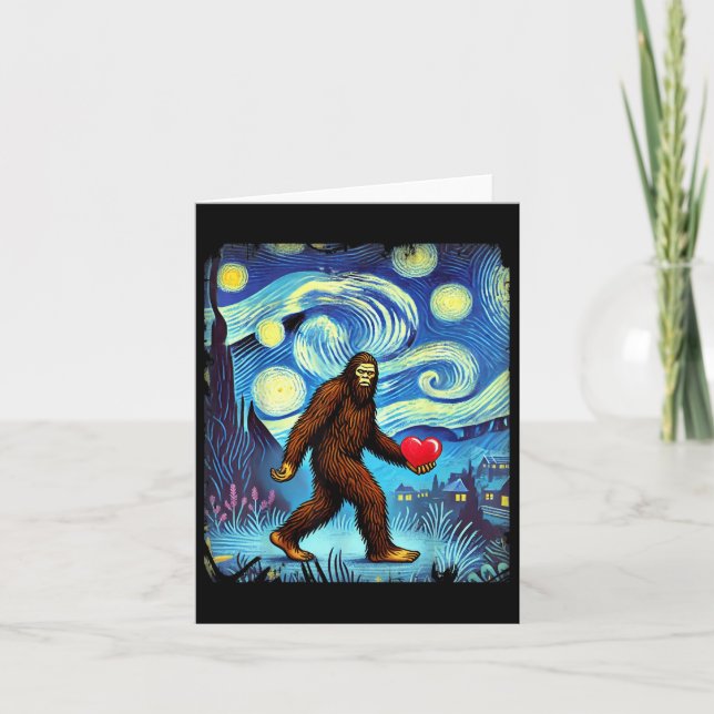 Carte Funny Sasquatch Bigfoot Coeur Valentines Jour Garç (Devant)
