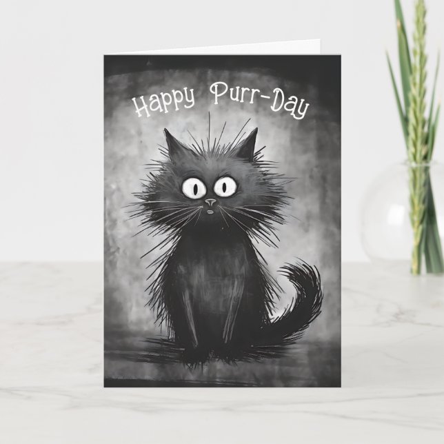 Carte Funny Scruffy Chat Anniversaire (Devant)