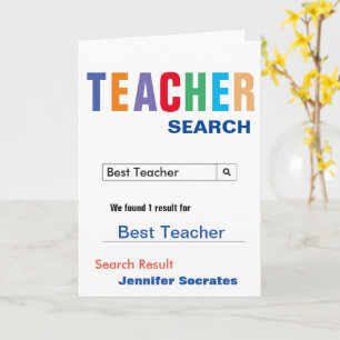 Carte Funny Search Best Teacher Card