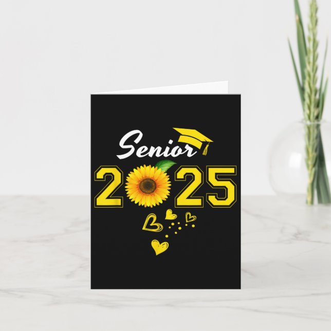 Carte Funny Senior 2025 Funny Graduation Tournesol Cl de (Devant)