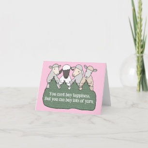 Carte Funny Sheep tricot Fils mignonette Knitter Anniver