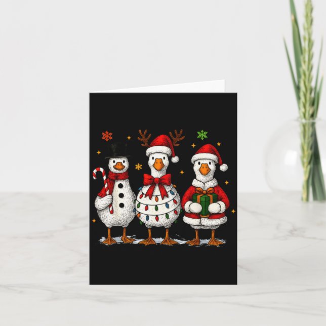 Carte Funny Silly Goose Merry Christmas Lights Goose Xma (Devant)