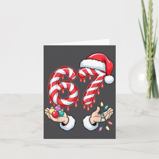 Carte Funny Six Seven 67 Christmas Candy Cane Festive Ho (Devant)