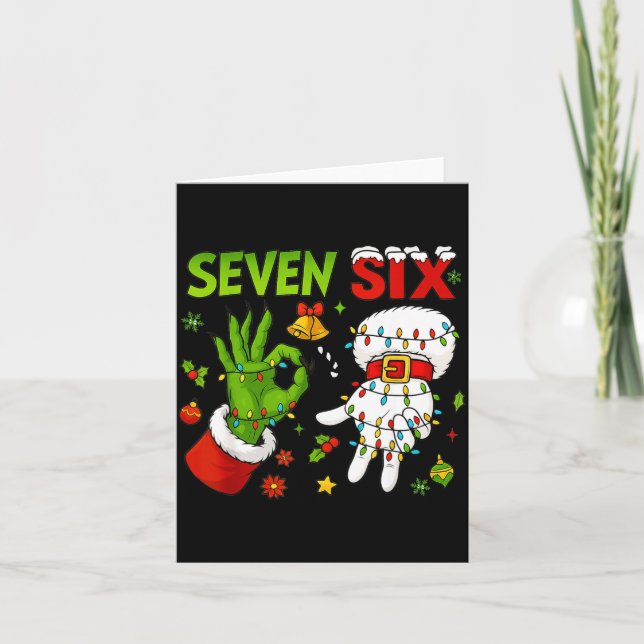 Carte Funny Six Seven 67 Meme 6 7 Christmas Elf Hand Boy (Devant)