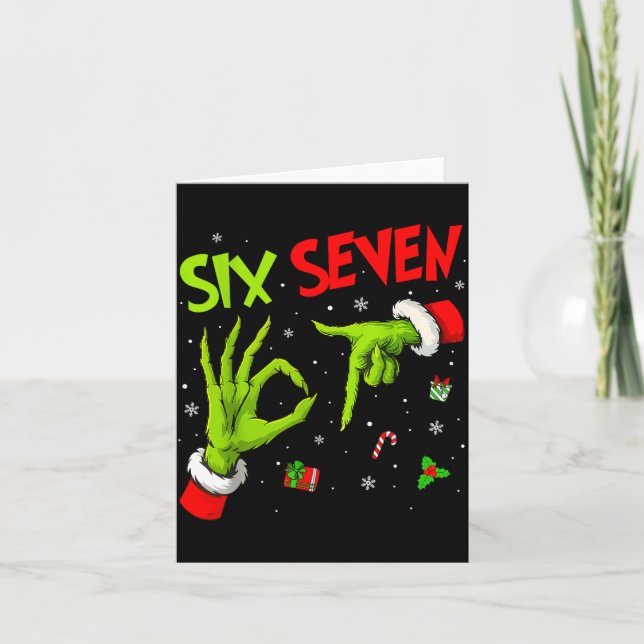 Carte Funny Six Seven 67 Meme 6 7 Christmas Elf Hand Boy (Devant)