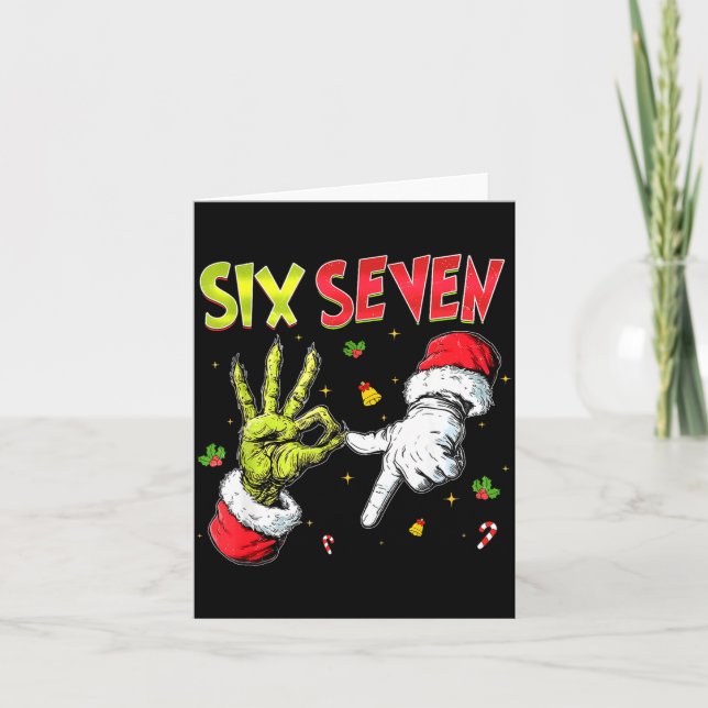 Carte Funny Six Seven 67 Meme Monster Santa Christmas Pa (Devant)