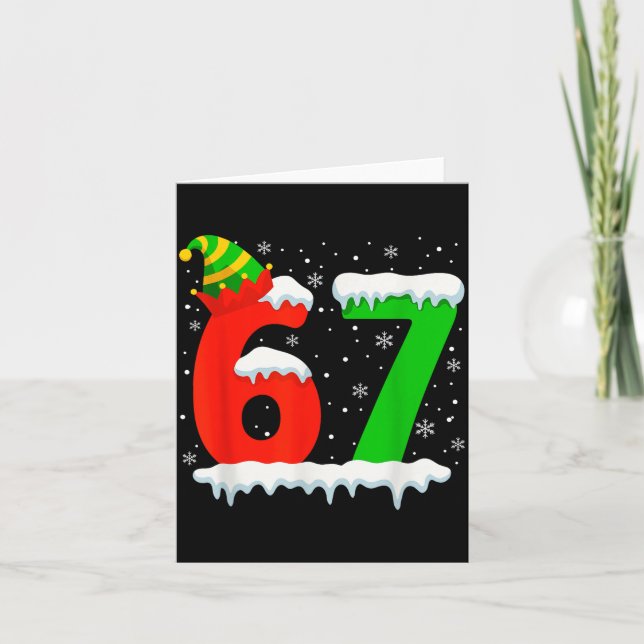 Carte Funny Six Seven 67 Meme Saying 6 7 Elf Christmas T (Devant)