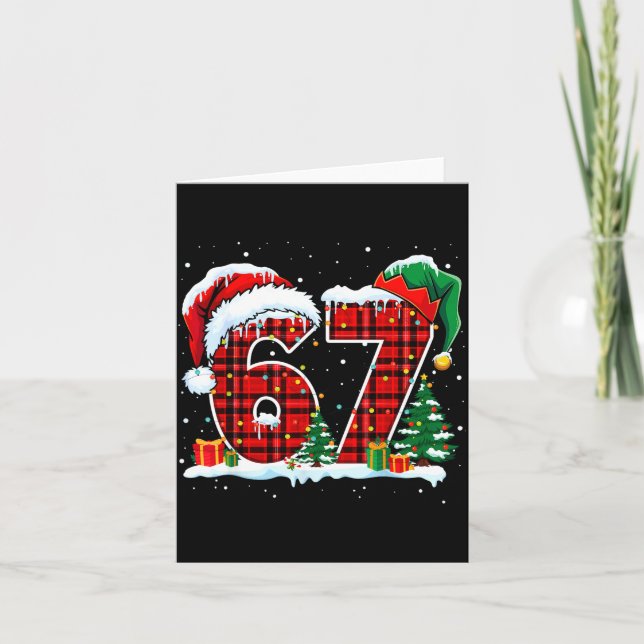 Carte Funny Six Seven 6 7 Meme 67 Christmas Red Plaid Xm (Devant)