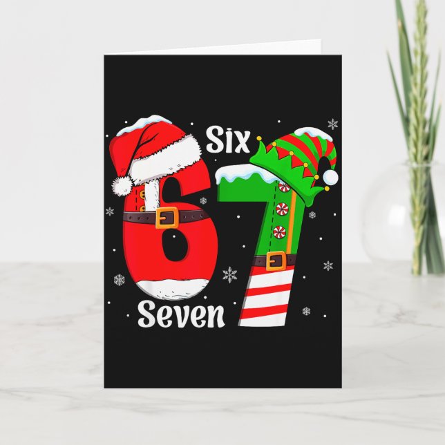Carte Funny Six Seven 6 7 Meme Gen Alpha Slang Santa Elf (Devant)