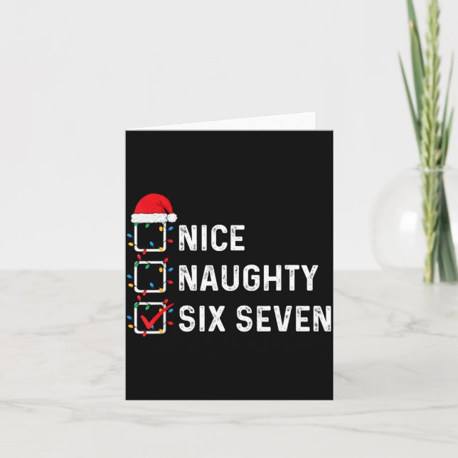 Carte Funny Six Seven Meme 67 Christmas List Nice Naught (Devant)