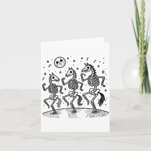 Carte Funny Skeleton Horse Dancing Halloween Horse Lover (Devant)