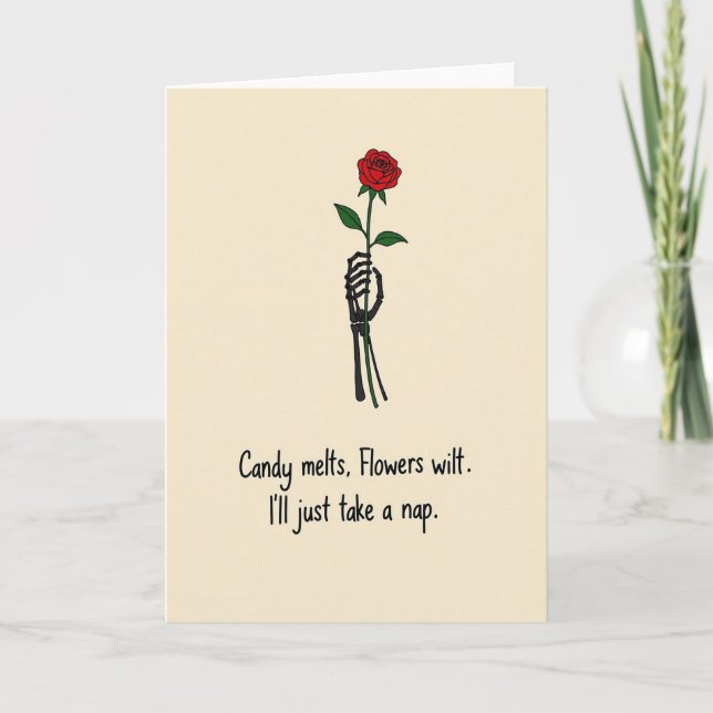 Carte Funny Skeleton Rose Nap Card (Devant)
