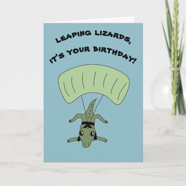 Carte Funny Skydiving Lizard message personnalisé Annive (Devant)