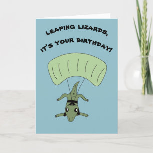 Carte Funny Skydiving Lizard message personnalisé Annive