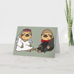 Carte Funny Sloth Mariée et Mariage de chambre