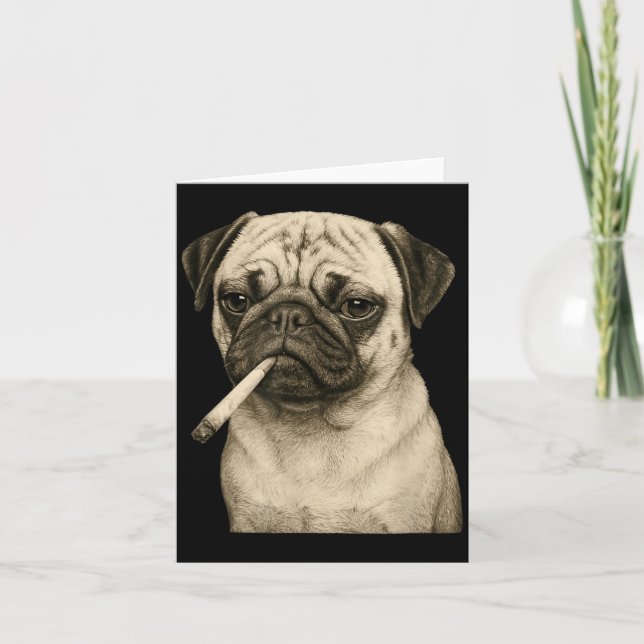 Carte Funny Smoking Pug Dog Cigarette Gen Z Meme Graphic (Devant)