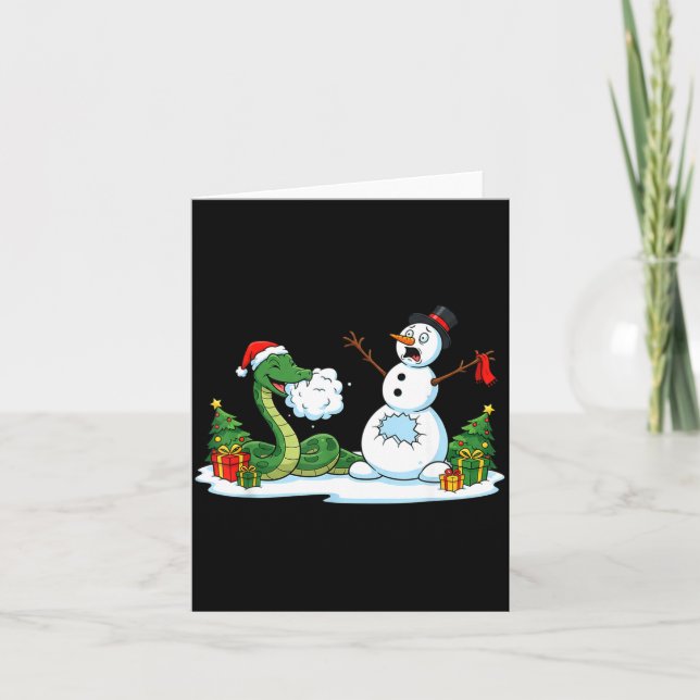 Carte Funny Snake Snowman Christmas Tree Xmas Womens Men (Devant)
