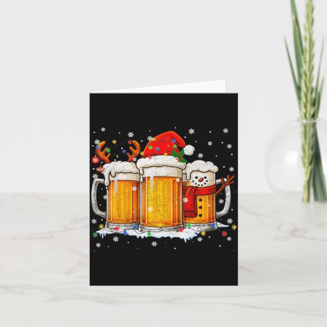 Carte Funny Snowman Santa Hat Drink Christmas Xmas Men  (Devant)