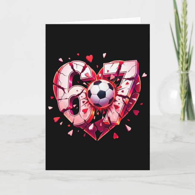 Carte Funny Soccer Heart 67 Six Sept Valentin Meme Spo (Devant)
