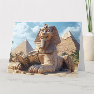 Carte Funny Sphinx Statue Lecture Ancien Livre en Egypte