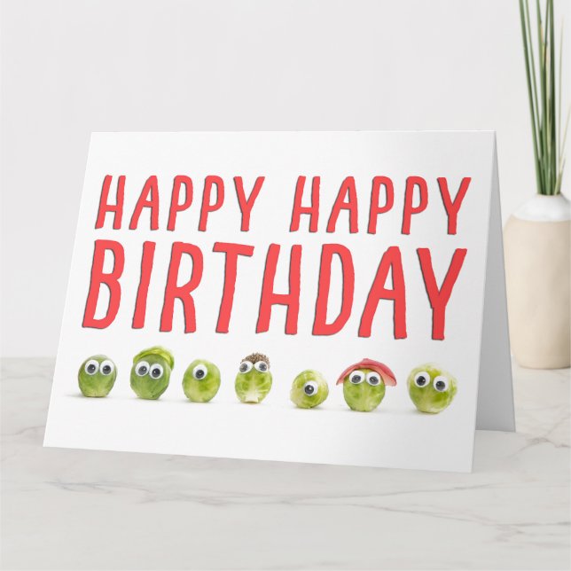 Carte Funny Sproue Anniversaire - Googly Eyed Gift soeur (Devant)