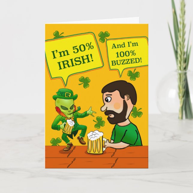 Carte Funny St. Paddy’s Day Bud Alien de danse Leprechau (Devant)