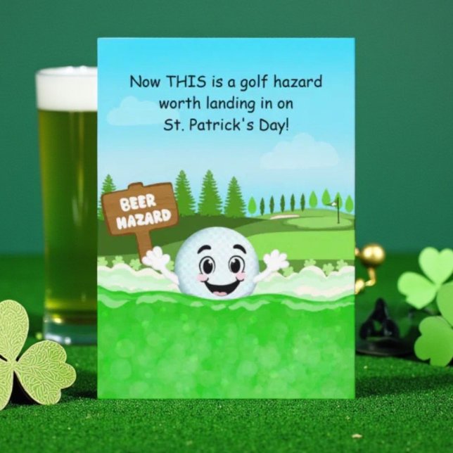 Carte Funny St. Patrick’s Day Golf with Golf Ball Beer  (Créateur téléchargé)