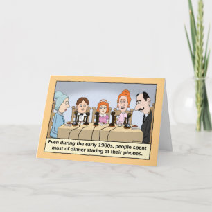 Carte Funny Staring au téléphone pendant le dîner Annive
